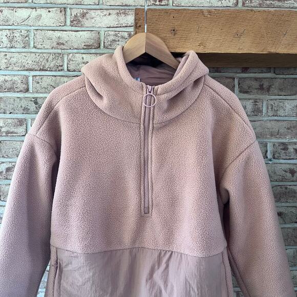 FABLETICS: Lotta Teddy Half-Zip Hooded Jacket Peach Small Oversized ( H328) - Picture 8 of 8